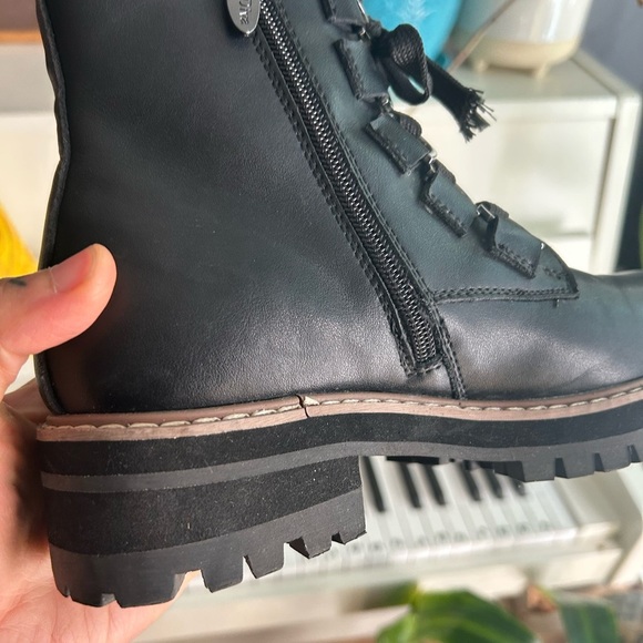 AquaDiva Stylish Shirley Black Leather Combat Boots 37/6.5" - Picture 9 of 16